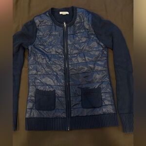 Nautica Navy Quilted Zip-Up Sweater Jacket